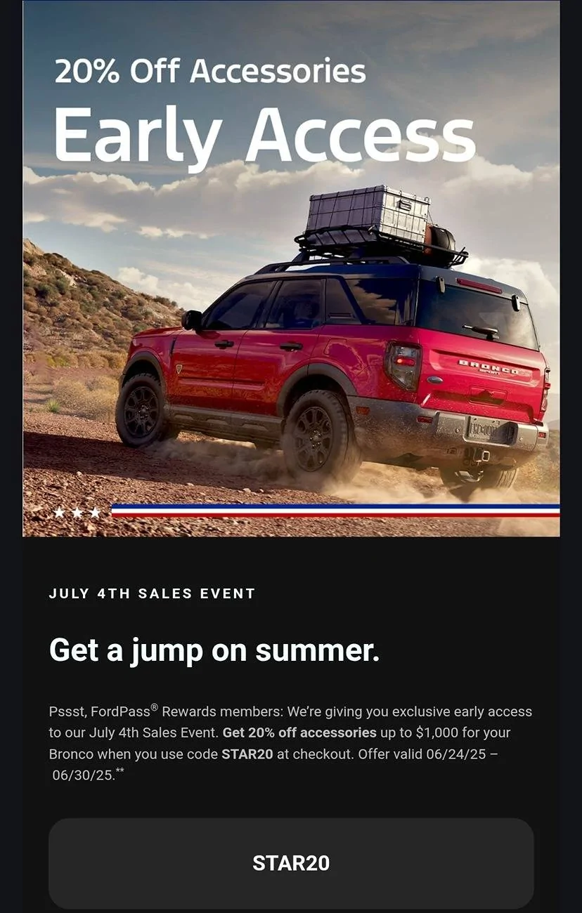 Ford Bronco Ford Accessories 20% Sale (Code: STAR20) Screenshot_20250624_095304_Gmail