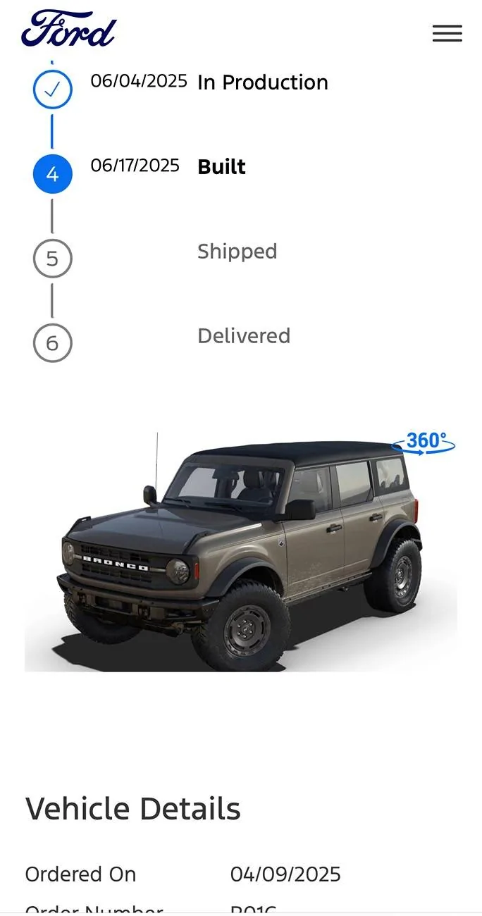 Ford Bronco 2025 Order Wait Time IMG_2352