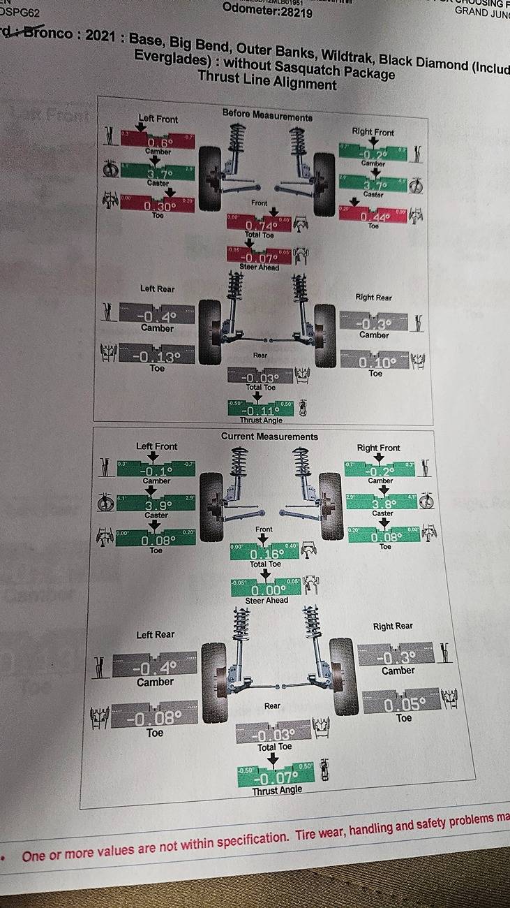 Ford Bronco Alignment after lift 20250702_151951