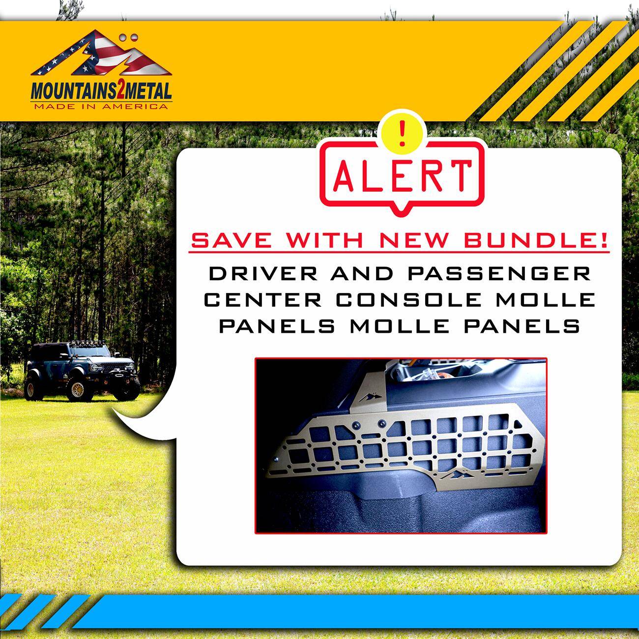 Ford Bronco Combining our Driver's and Passenger's Side Center Console MOLLE Panel into one great bundle! New-Console-Molle-Bundle