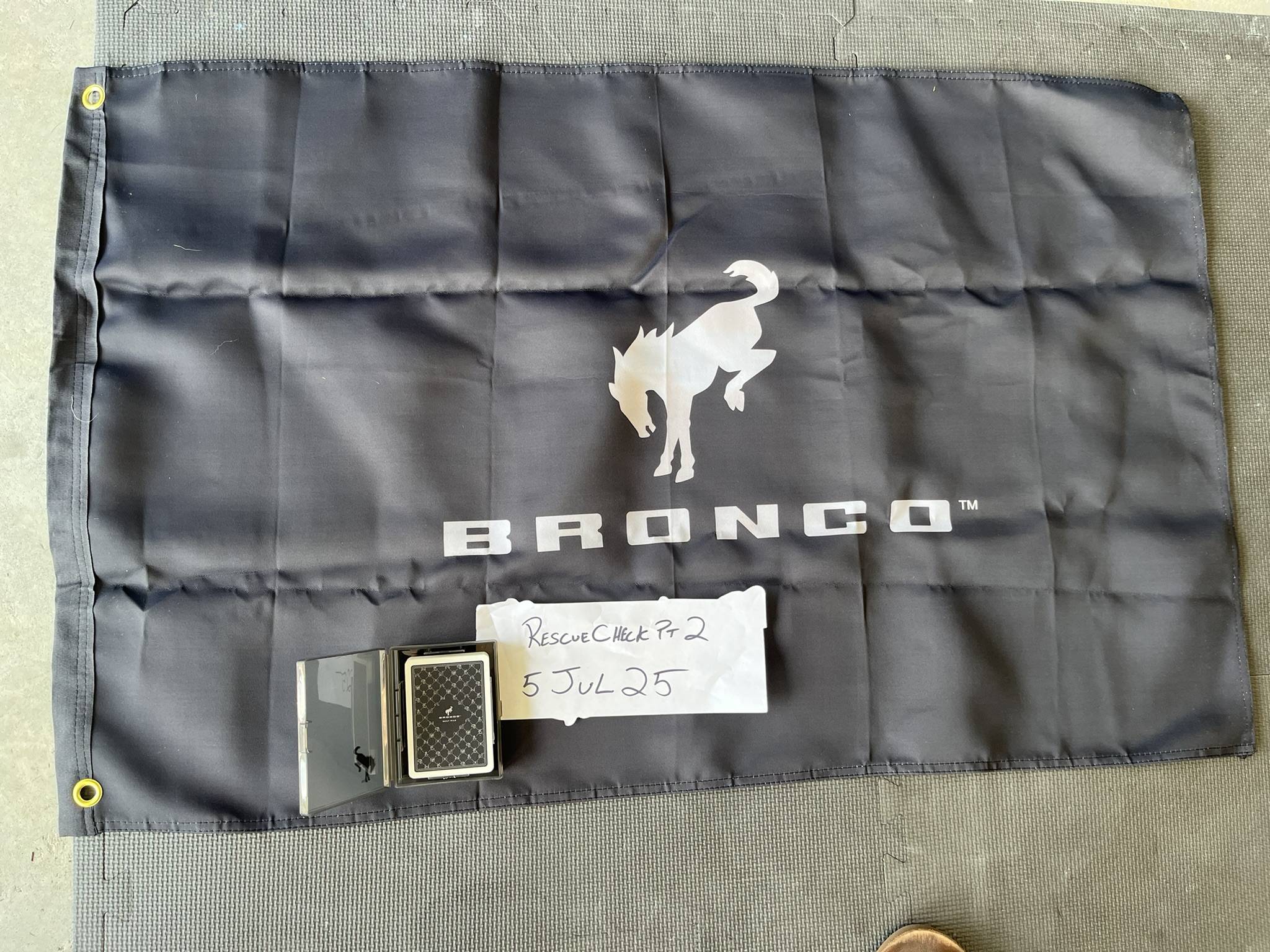 Ford Bronco Reservation Holder Bronco Flag and Playing Cards IMG_7333.JPEG