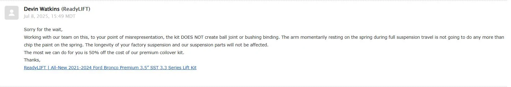 Ford Bronco BEWARE: ReadyLift False Advertising RL05