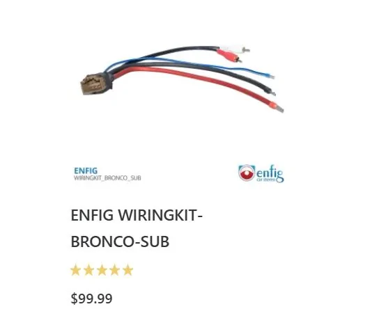 Ford Bronco Subwoofer wiring harness for Kicker amp Captur