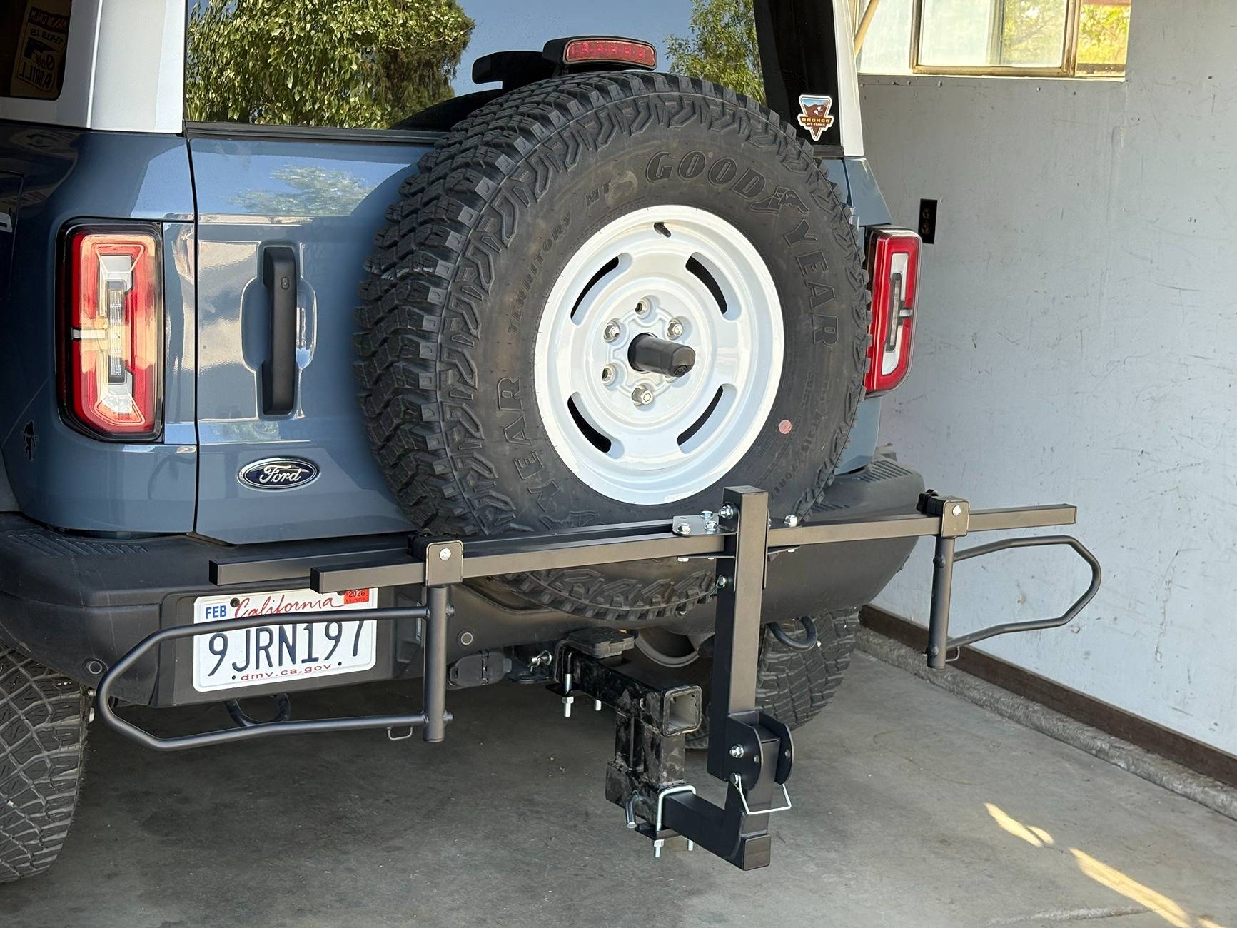 Ford Bronco Hitch extender installed - allows opening tailgate with a bike rack on IMG_1602.JPEG