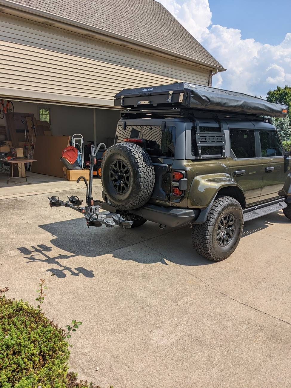 Ford Bronco Hitch extender installed - allows opening tailgate with a bike rack on PXL_20240830_181404659.NIGHT