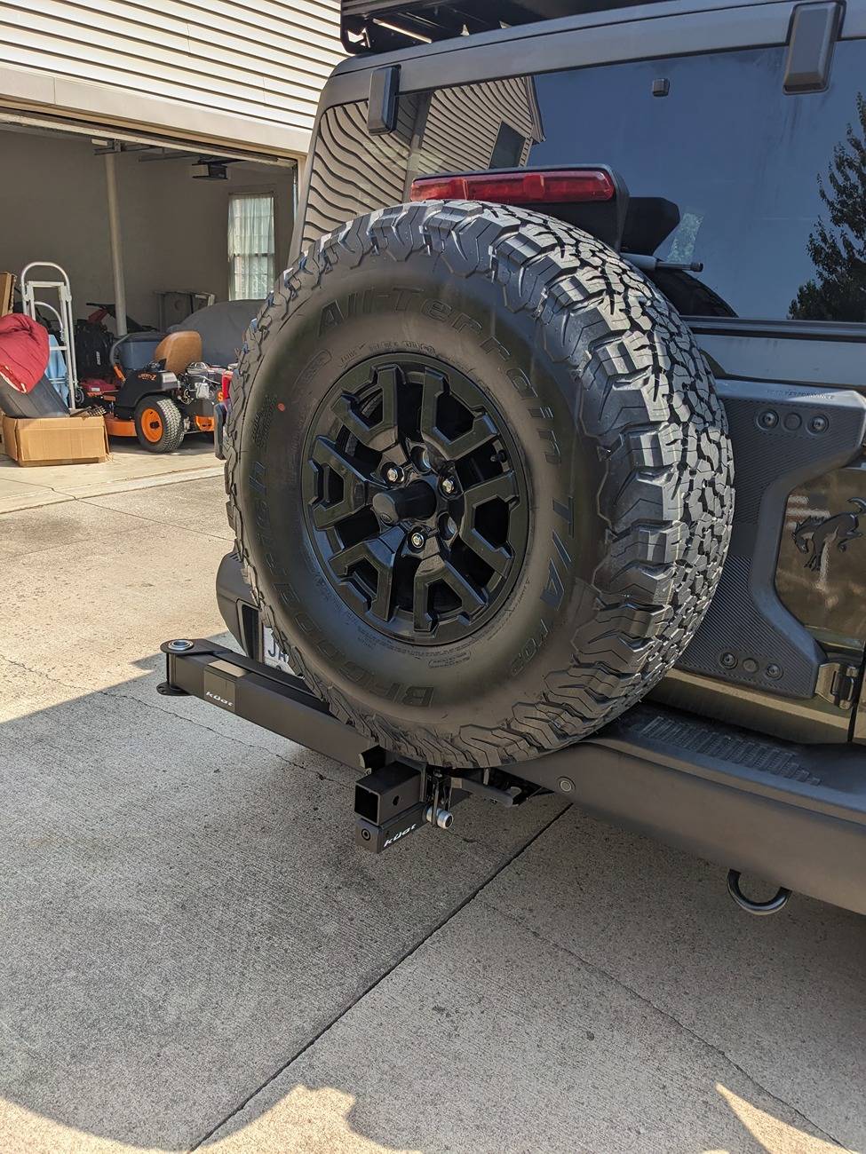 Ford Bronco Hitch extender installed - allows opening tailgate with a bike rack on PXL_20240830_180609737