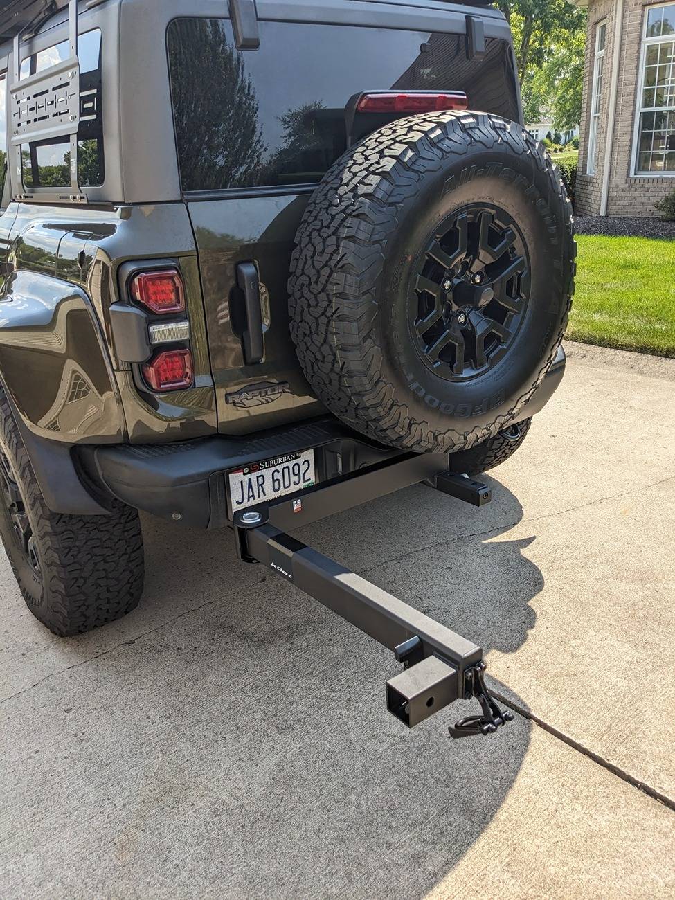 Ford Bronco Hitch extender installed - allows opening tailgate with a bike rack on PXL_20240830_180533264