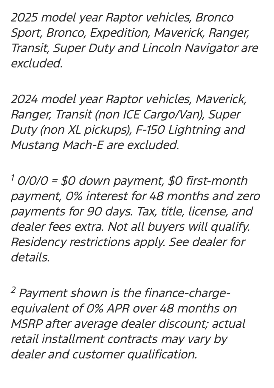 Ford Bronco 2025 Ford Triple Zero finance and rebates IMG_8204