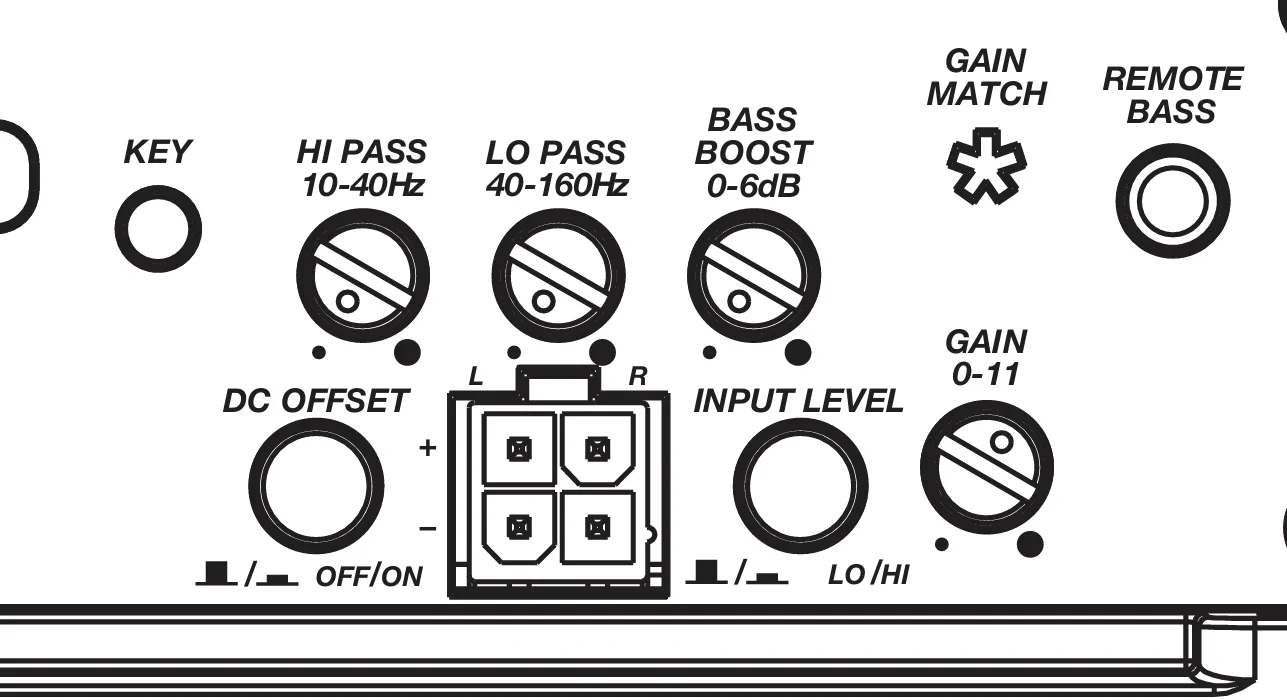 Ford Bronco Kicker KEY500.1 sub amp initial settings? am