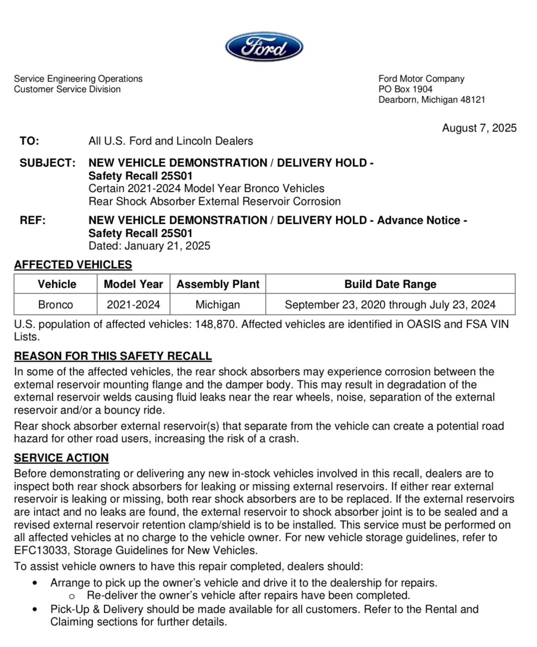 Ford Bronco Recall 25S01 - Rear Shock Absorber External Reservoir Corrosion *🚨Repair now available* IMG_8283