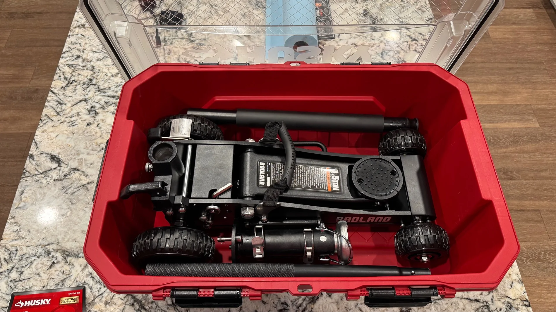 Ford Bronco Husky Storage Box = perfect solution to storing your 1.5 ton Badlands Jack in the Bronco! IMG_1235