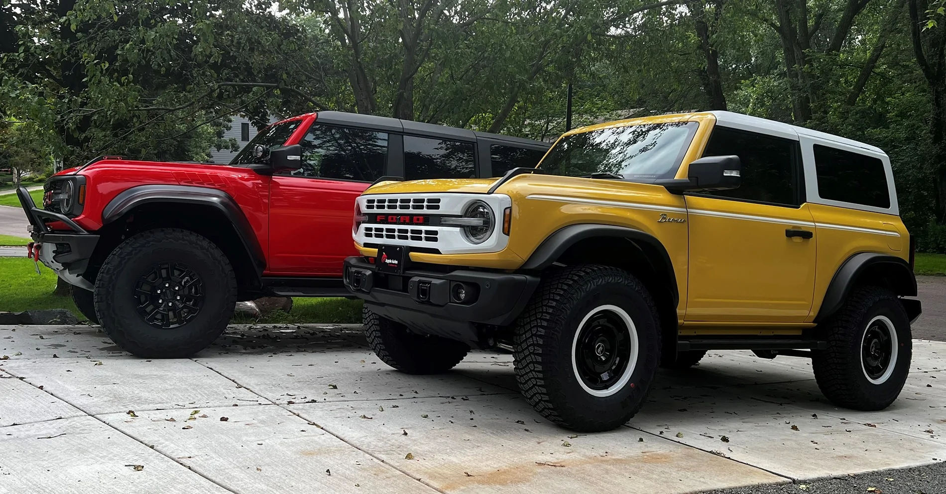 Ford Bronco 2 new Broncos in driveway: Badlands & Raptor (Marsh Gray) Broncos