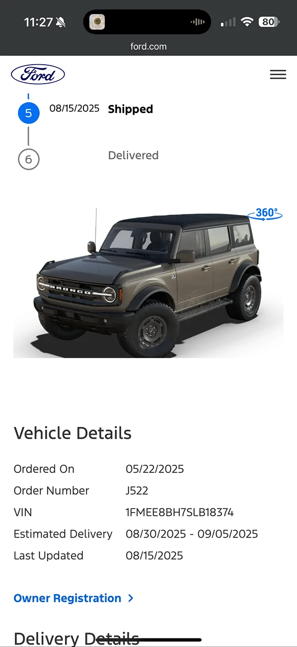Ford Bronco 2025 Order Wait Time IMG_2881