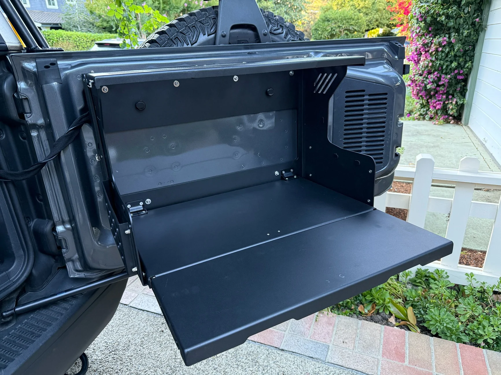 Ford Bronco Ford tailgate table interferes with cargo area enclosure IMG_8651