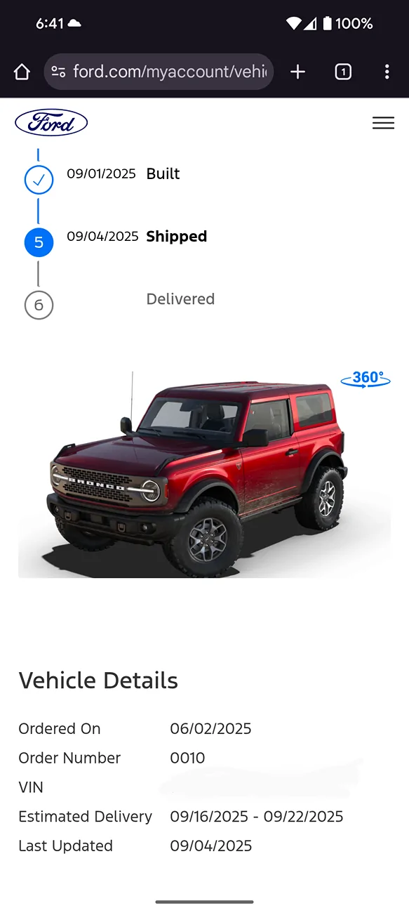 Ford Bronco 2025 Order Wait Time Screenshot_20250905-064125