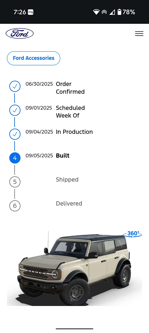 Ford Bronco 2025 Order Wait Time Screenshot_20250906-072635