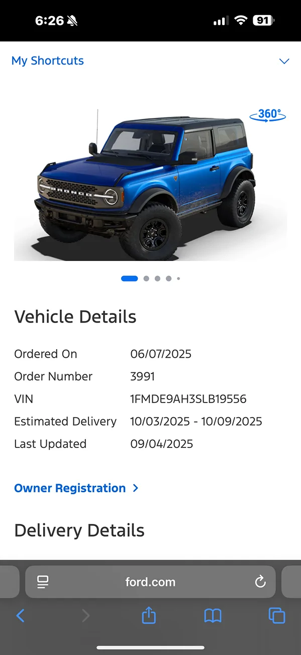 Ford Bronco 2025 Order Wait Time IMG_7306