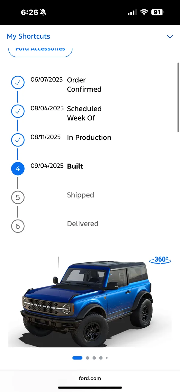 Ford Bronco 2025 Order Wait Time IMG_7307
