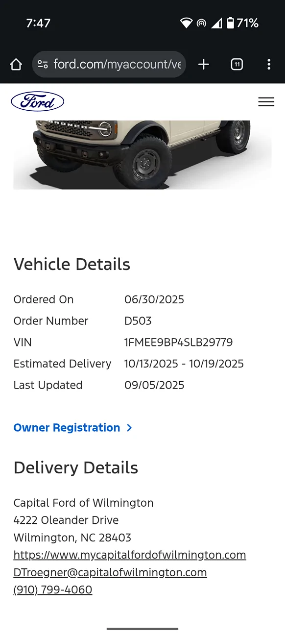 Ford Bronco 2025 Order Wait Time Screenshot_20250906-074718