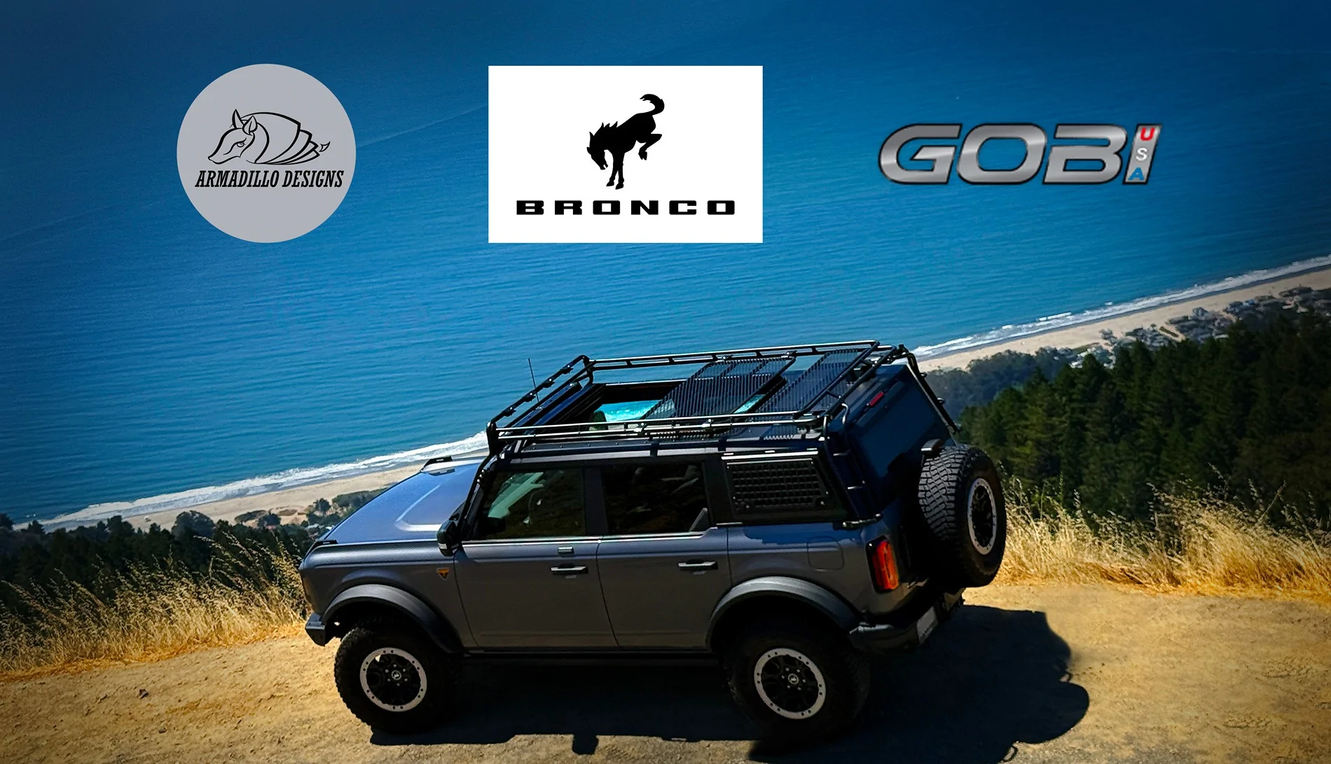Ford Bronco Armadillo Designs Aluminum Hardtop Mangelo Bronco Mt Tam - Armadillo Gobi 2025-0821_8431 logos