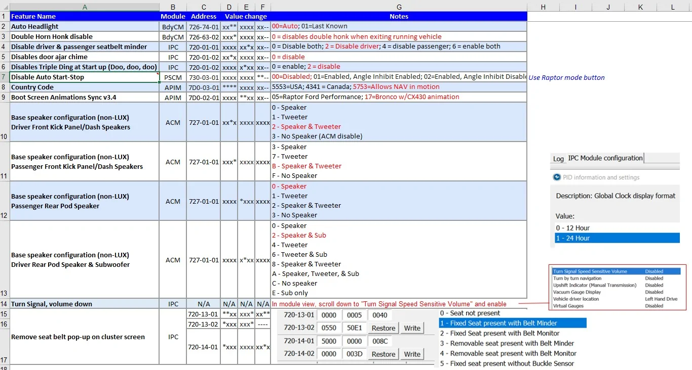 Ford Bronco FORScan Bronco Working Spreadsheet (double honk, sport mode, chimes, seatbelts, and more!) Screenshot 2025-09-09 103532