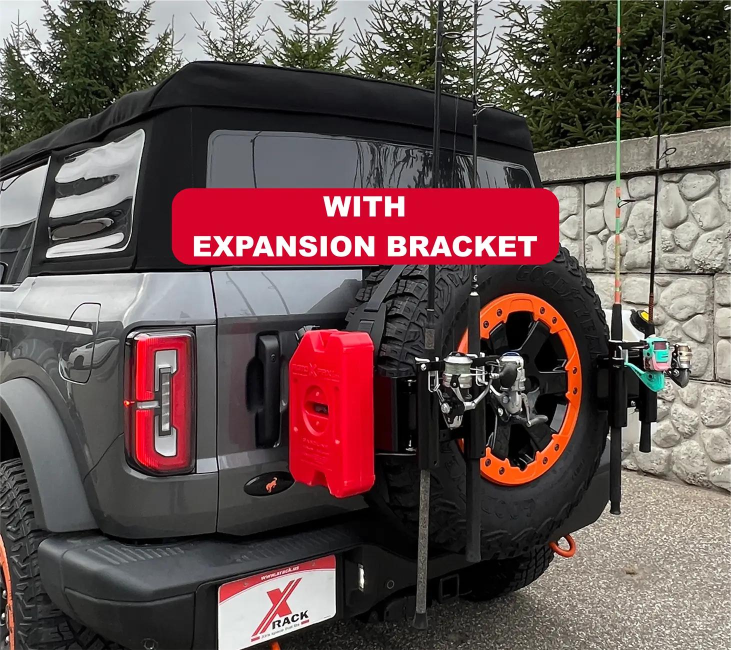 Ford Bronco Double Up Your Rock Slide EZ Rack Spare Tire Carrier with X-Rack Expansion Bracket X-Rack expansion bracket promo - square after