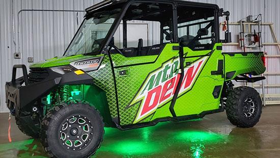 Ford Bronco Suggestions for a green wrap? tain-dew-outdoor-bound-tv-ice-team-utility-vehicle