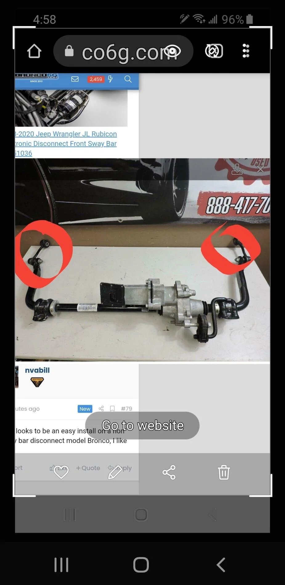Ford Bronco BWI Bronco Stabilizer Bar Disconnect Technical Information Screenshot_20210105-045858_Samsung captur