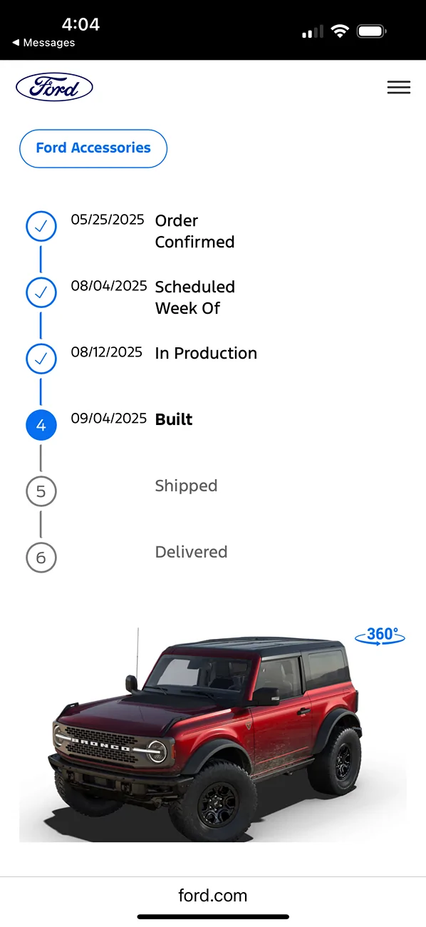 Ford Bronco 2025 Order Wait Time IMG_2292
