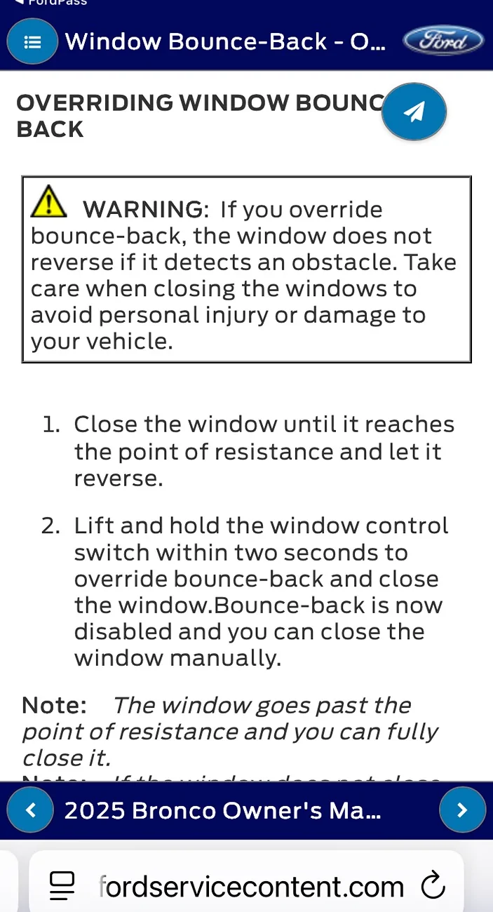 Ford Bronco Window reset weekly… IMG_3301