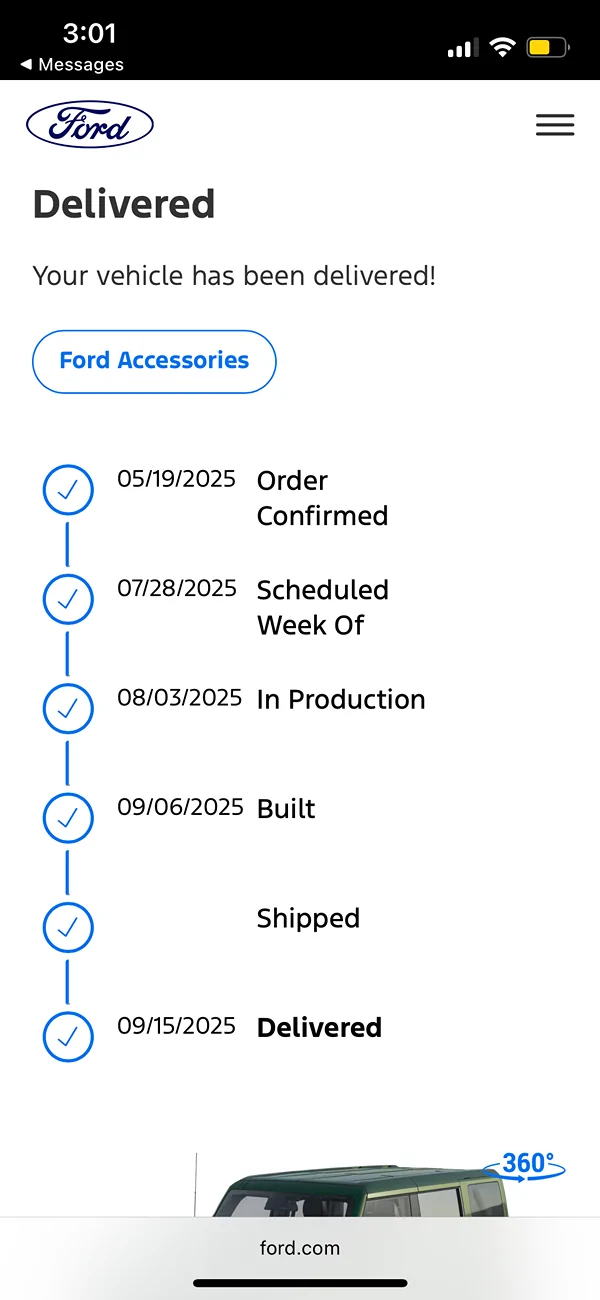 Ford Bronco 2025 Order Wait Time IMG_8223
