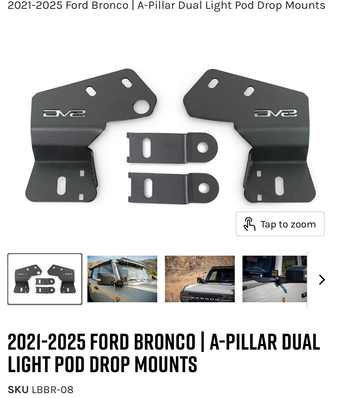 Ford Bronco $40 DV8 A-Pillar Dual Light Pod Drop Mounts IMG_4164