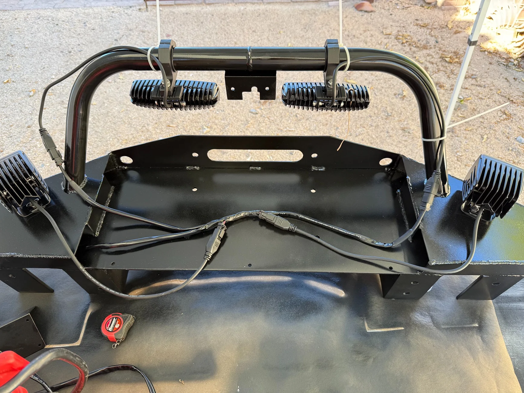 Ford Bronco DIY winch mount bumper custom fabricated bronco bumper light harness