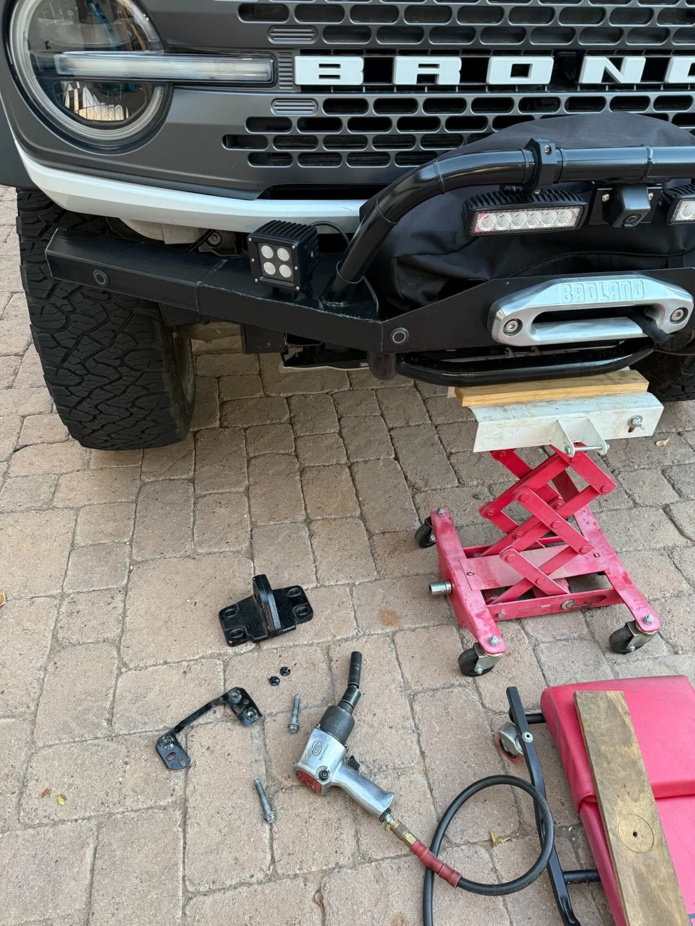 Ford Bronco DIY winch mount bumper custom fabricated bronco bumper tow point off