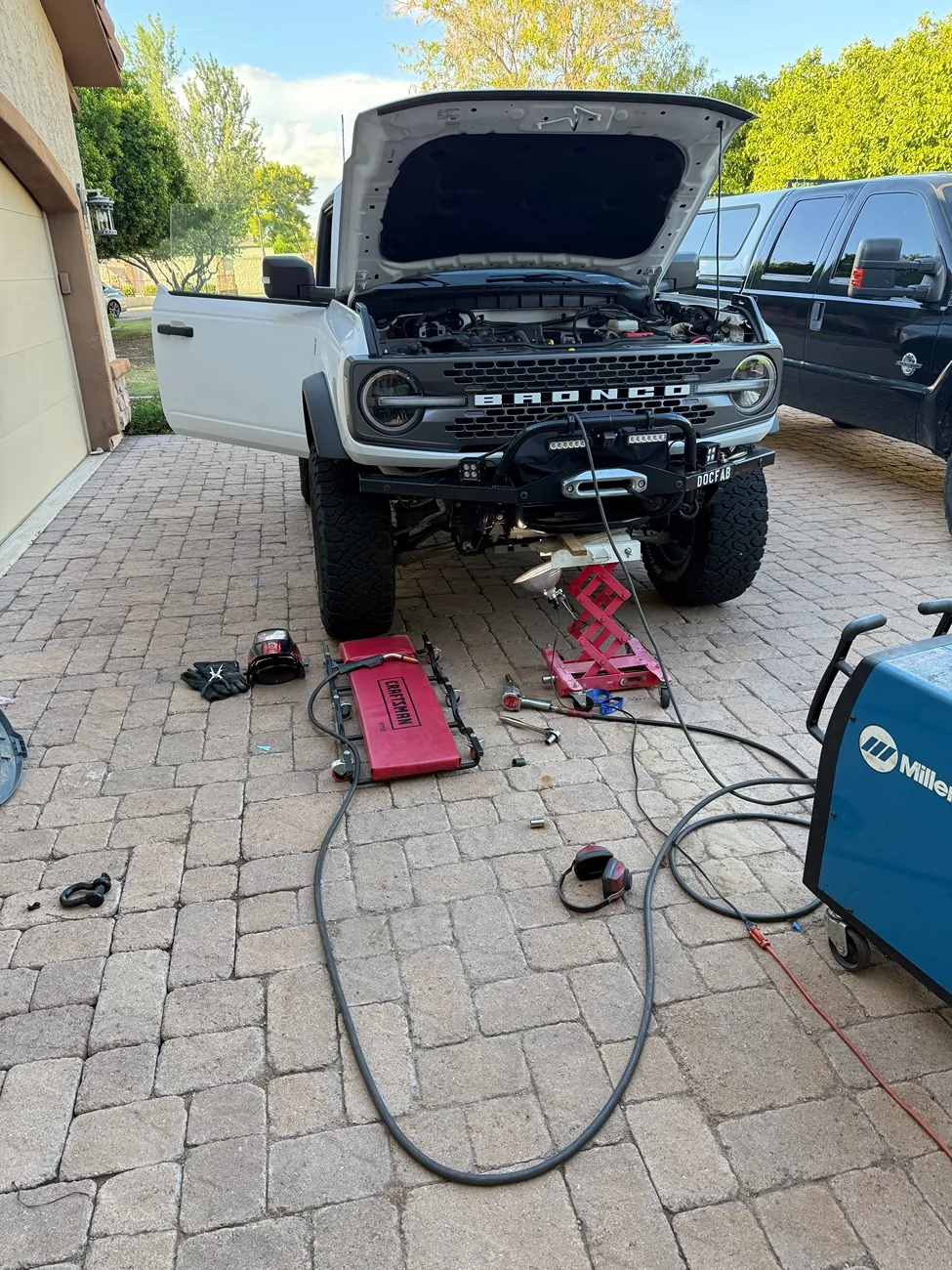 Ford Bronco DIY winch mount bumper custom fabricated bronco bumper on-vehicle weld pr