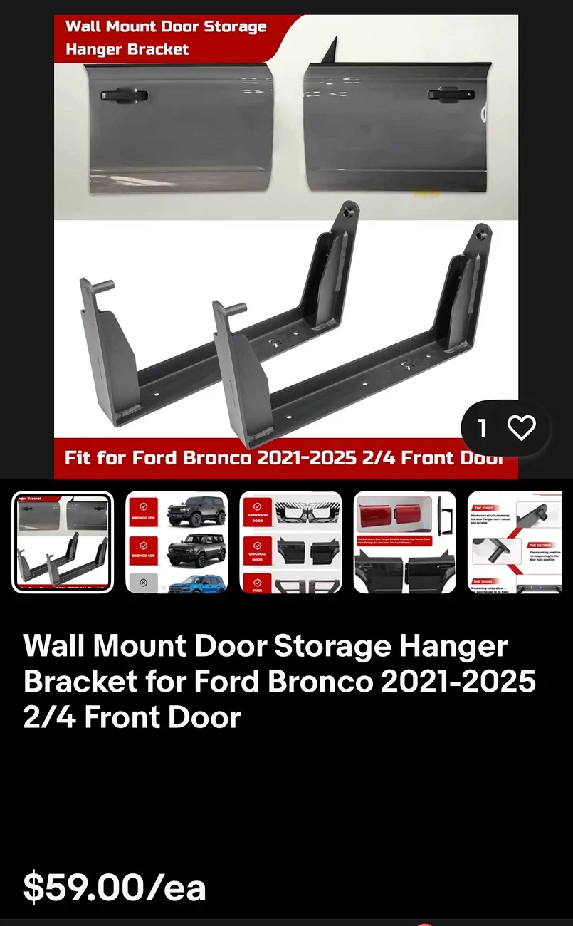 Ford Bronco Broaddict 2x Wall Mount Door Hanger Brackets $30ea) IMG_1143