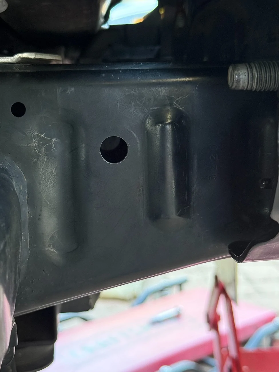 Ford Bronco DIY winch mount bumper custom fabricated bb passenger side frame dimpl