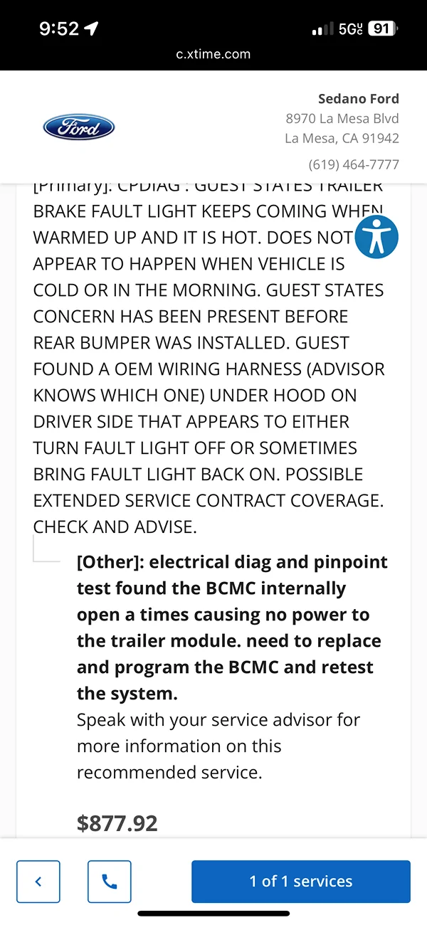 Ford Bronco Trailer Brake System Fault IMG_4234