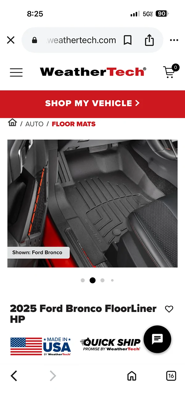 Ford Bronco Weathertech HP 4door mats IMG_0283