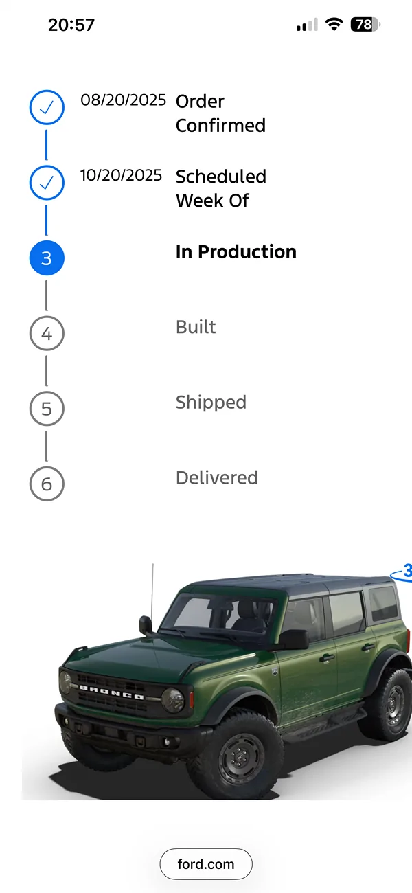 Ford Bronco 2025 Order Wait Time IMG_6205