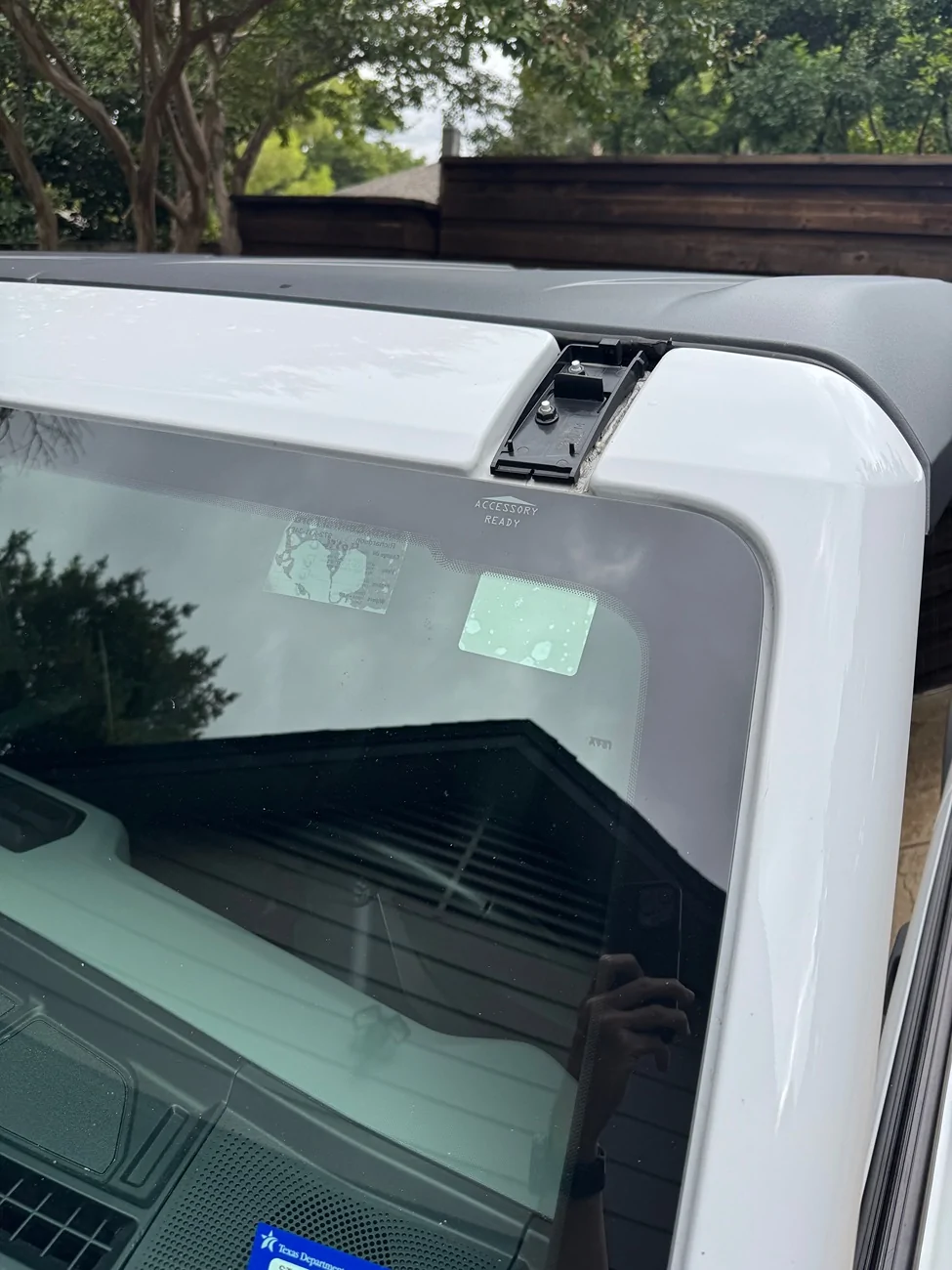 Ford Bronco Windshield accessory mount cover - Oxford White IMG_0676