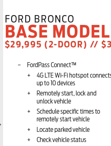 Ford Bronco Free Remote start in Base model? 1610071487415