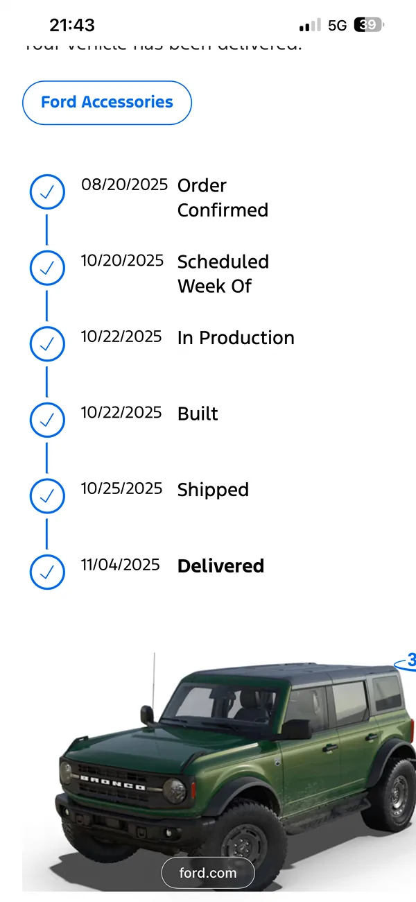 Ford Bronco 2025 Order Wait Time IMG_6287