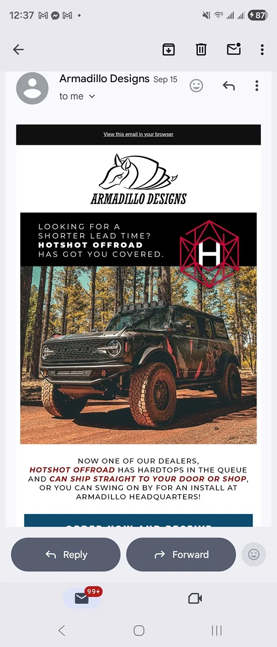 Ford Bronco Armadillo Designs Aluminum Hardtop Screenshot_20251106_123754_Gmail