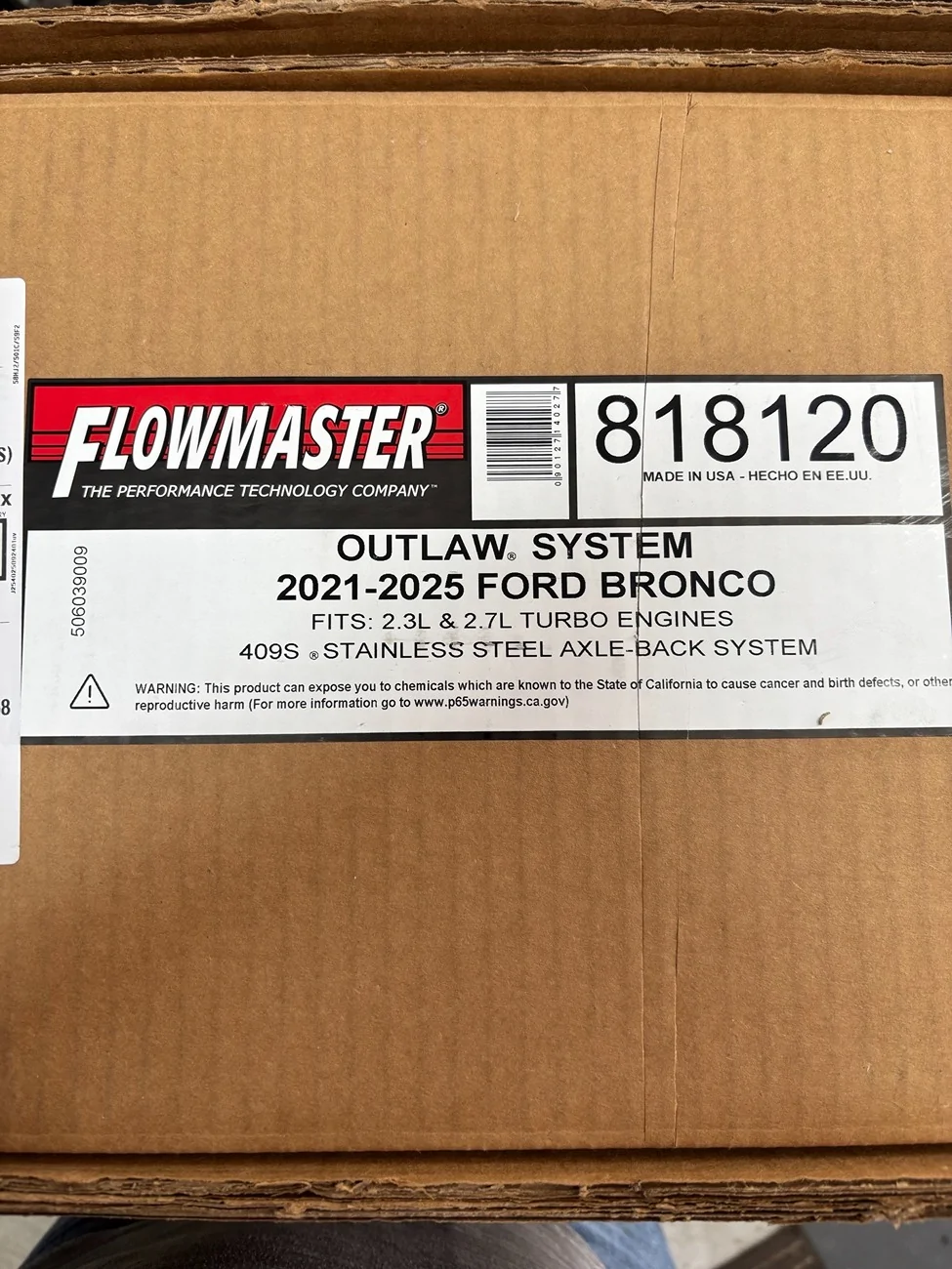 Ford Bronco Flowmaster Outlaw Axle-Back for 21-25 Bronco $350 FlowMaster Label