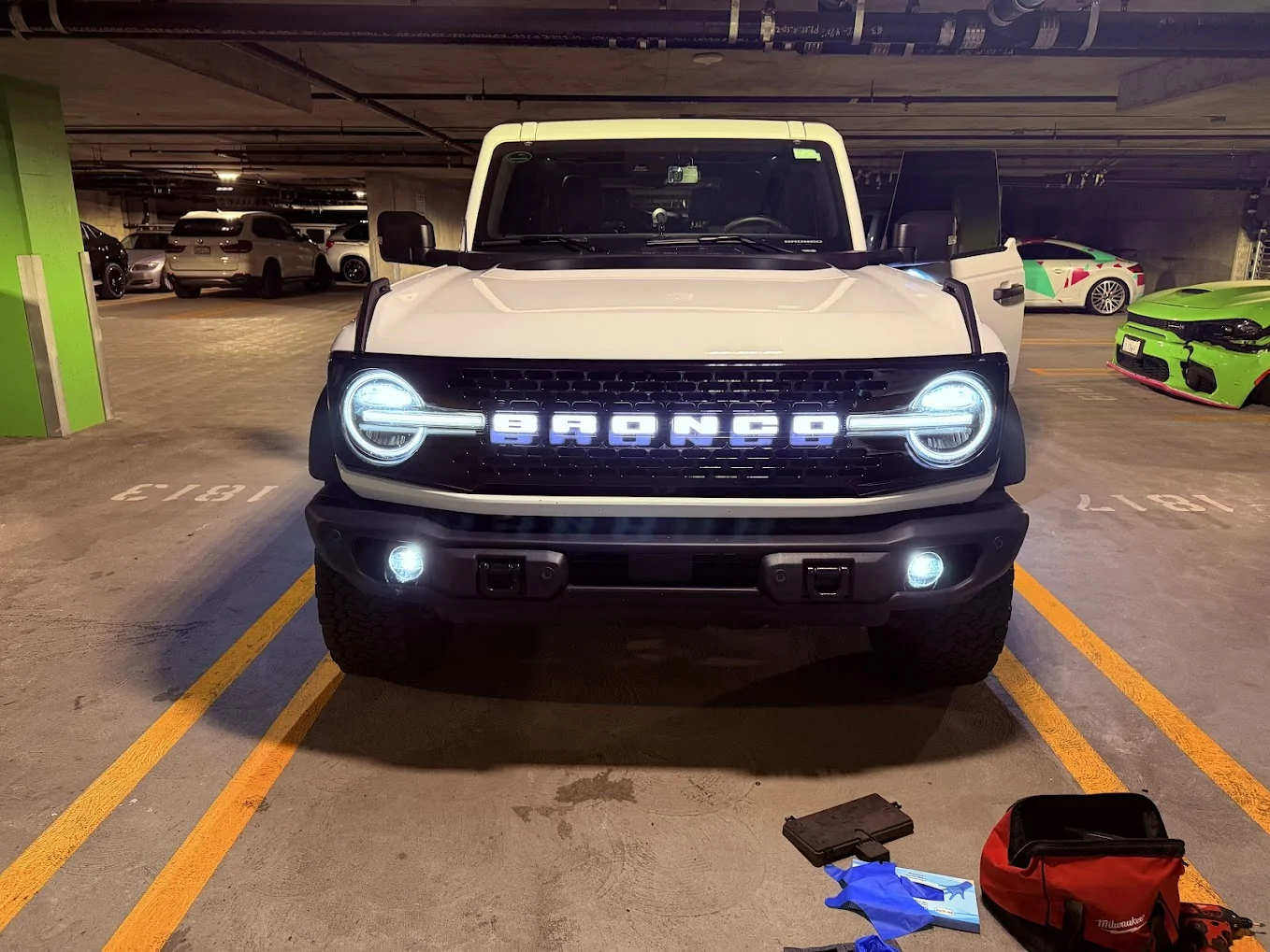 Ford Bronco LED Grill Emblem Letter installed IMG_9549