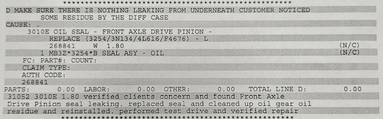Ford Bronco Front differential pinion seal leaking IMG_5900