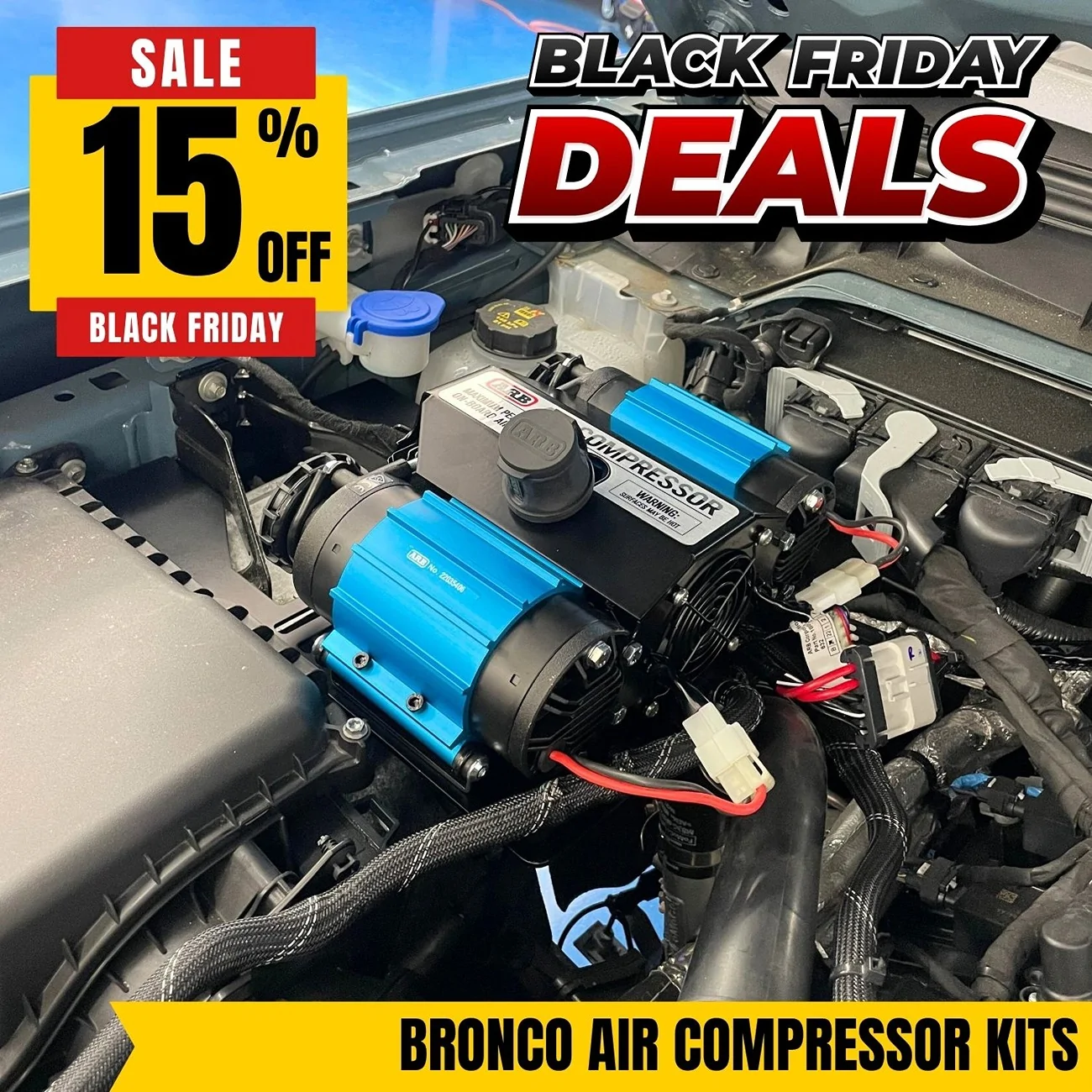 Ford Bronco ARB Compressor Engine Bay Mount from KR Off-Road | Easiest Compressor Kit to Install | USA MADE Square-Bronco Air Compressors
