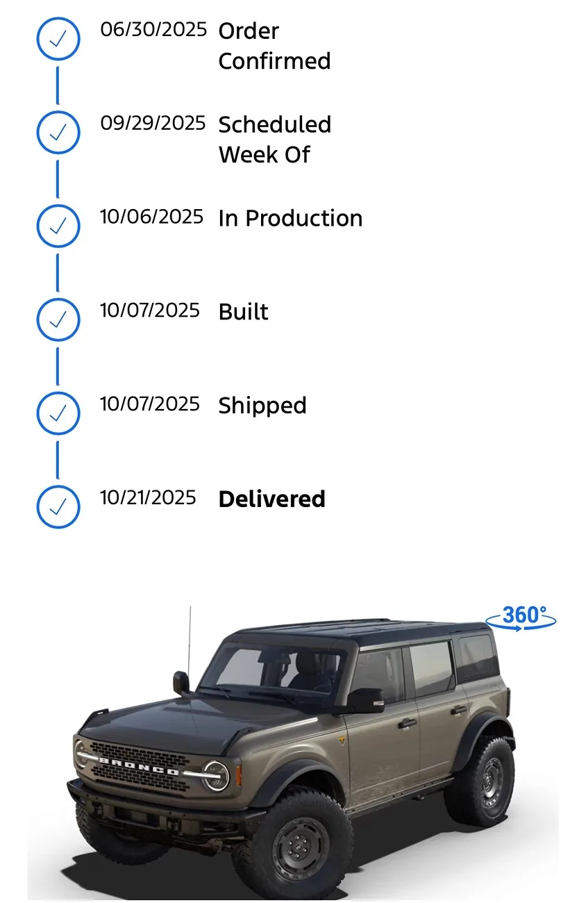 Ford Bronco 2025 Order Wait Time IMG_4625