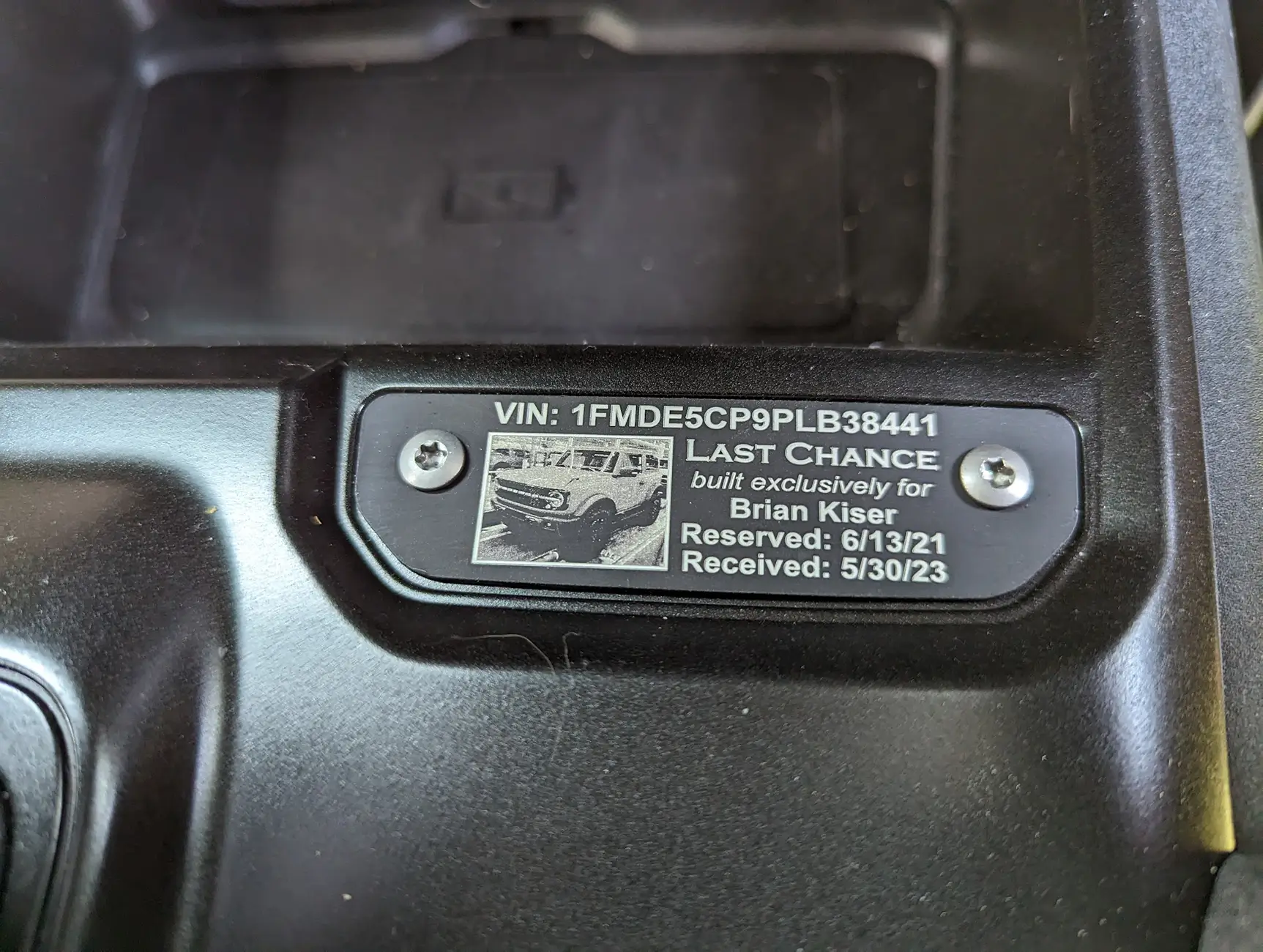 Ford Bronco Custom Bronco interior name plate upgrade. 1766310937089-c